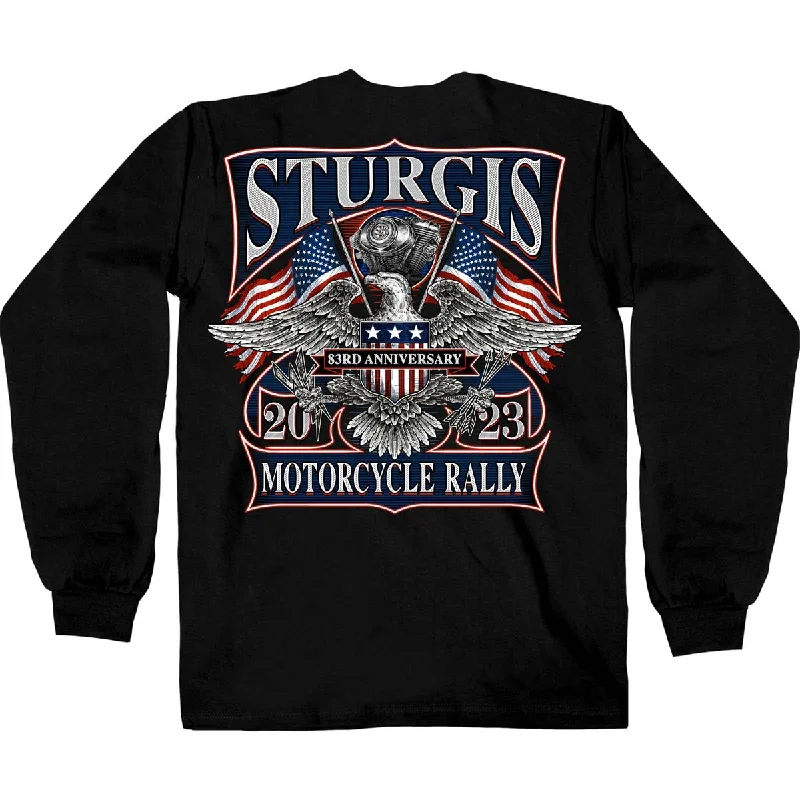 Hot Leathers SPB2103 Men's Black 2023 Sturgis Rally Vintage Patriot Long Sleeve Shirt