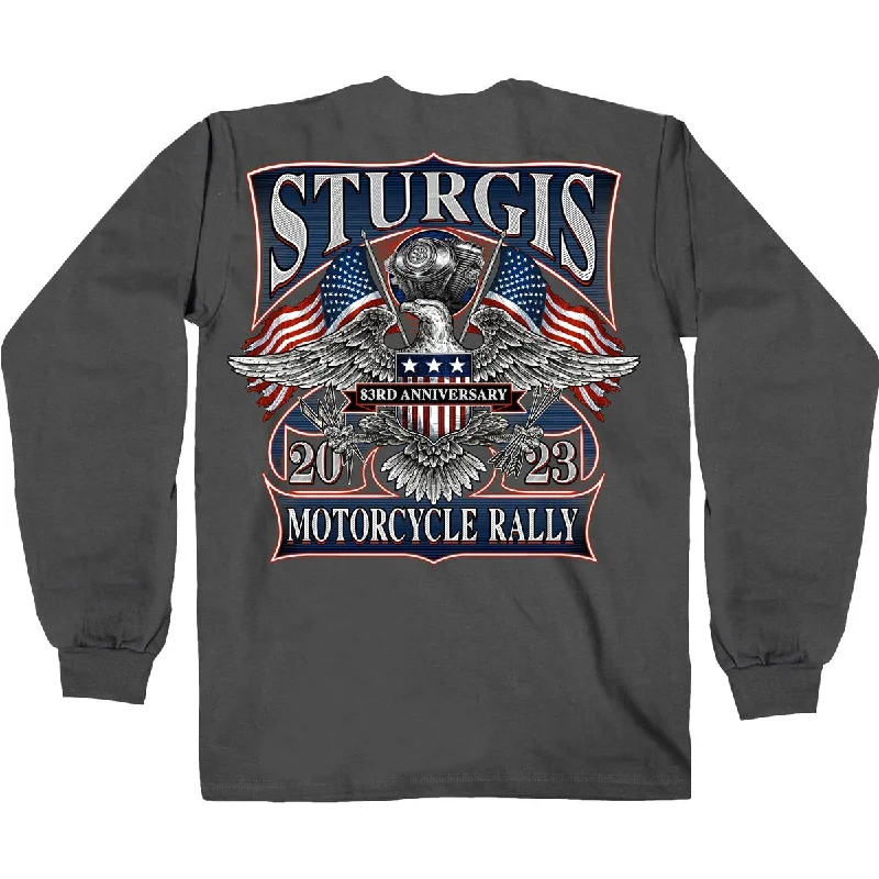 Hot Leathers SPB2105 Men's Charcoal 2023 Sturgis Vintage Patriot Long Sleeve Shirt