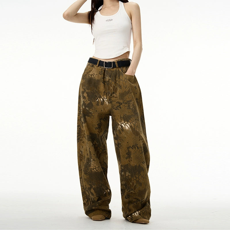 Baggy Snake Print Cargo Pants