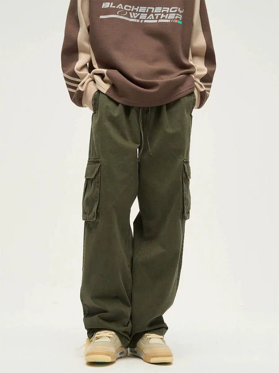 Straight Wide Leg Cargo Pants