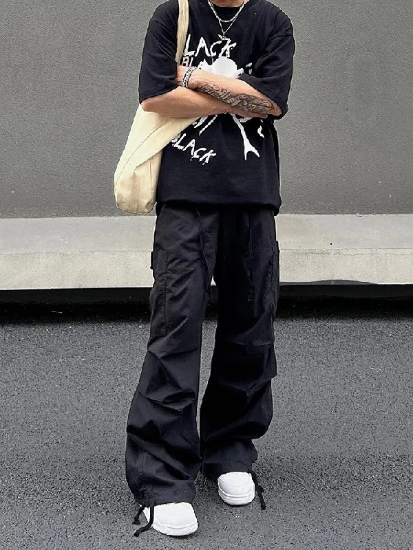 Drawstring Cuff Nylon Cargo Pants