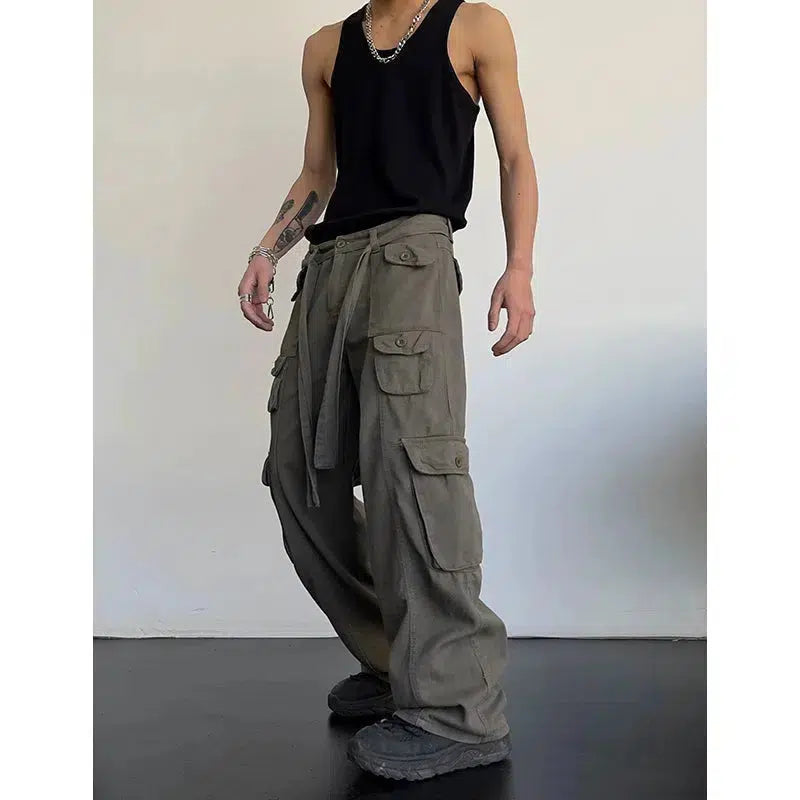 Multi-Pocket Drape Cargo Pants