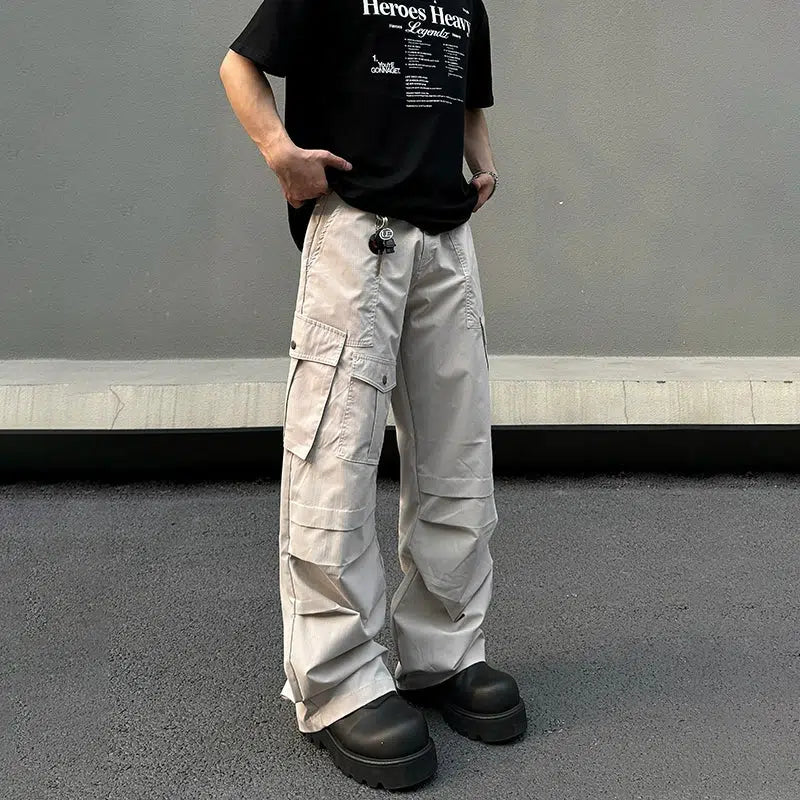 Multi-pocket Straight-leg Cargo Pants