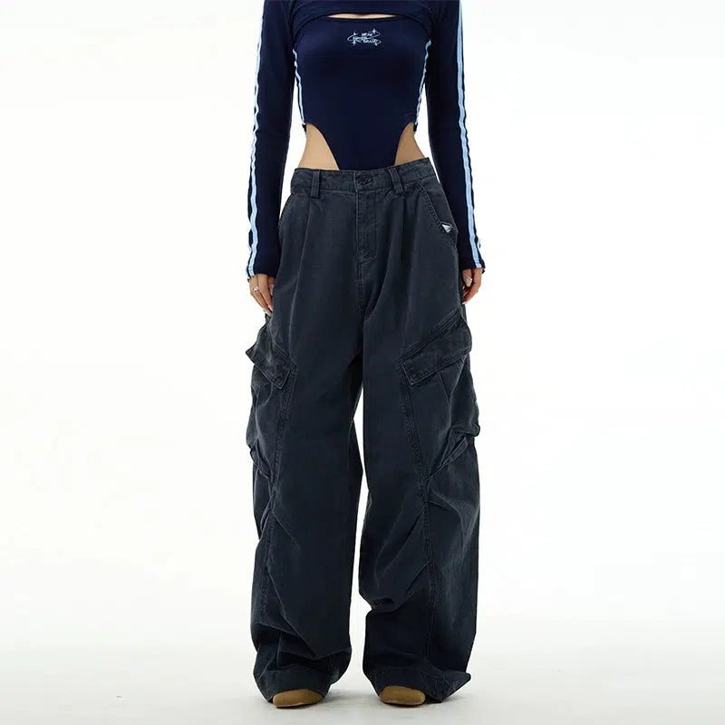 Retro Wide Leg Cargo Pants