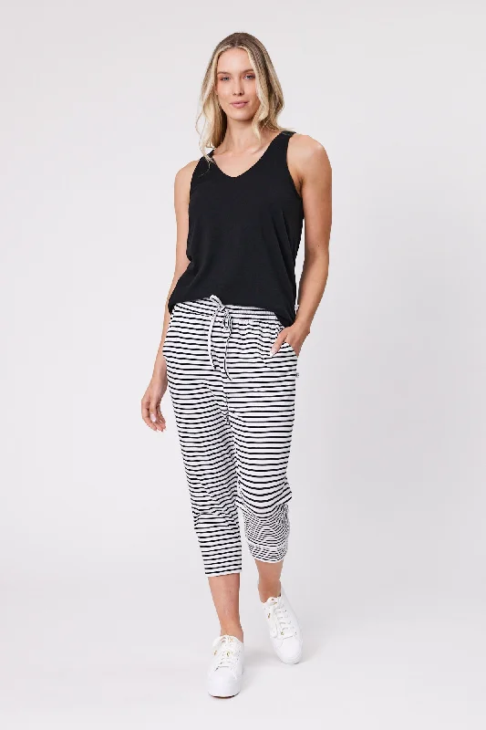 Shine On Essentials Stripe Pant White Black Stripe