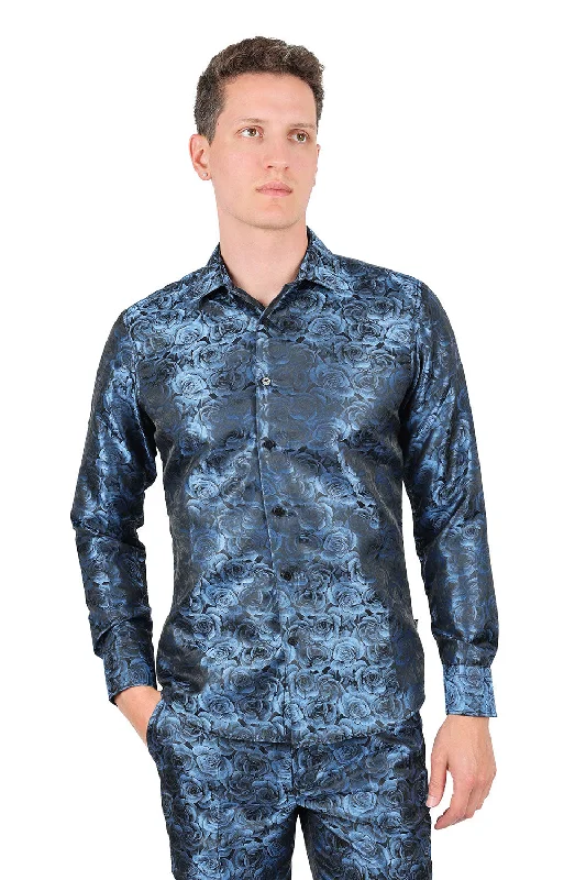 TWO TONE FLORAL Long Sleeve Shirt