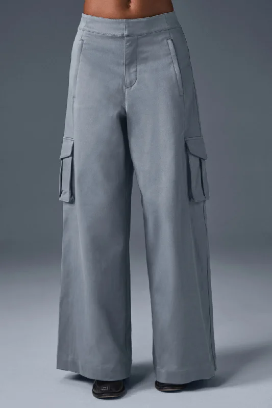 Show Off Cargo Wide Leg Trouser (Regular) - Steel Grey