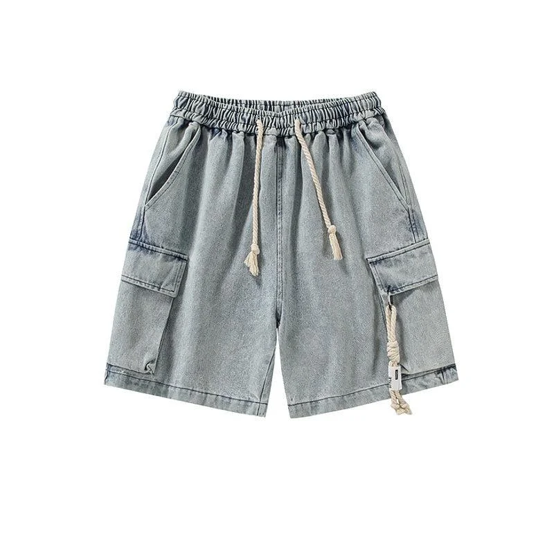 Washed Wide Leg Denim Shorts