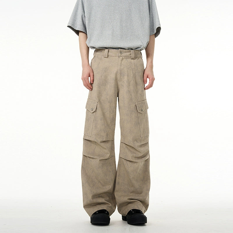 Wide-Leg Cargo Trousers with Side Pockets