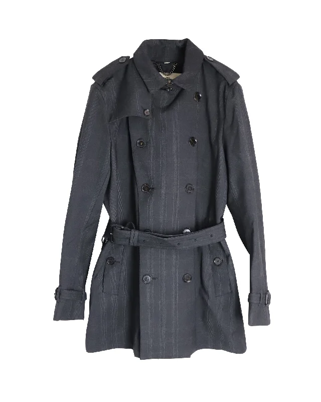 Burberry Double-Breasted Coat in Grey Cotton