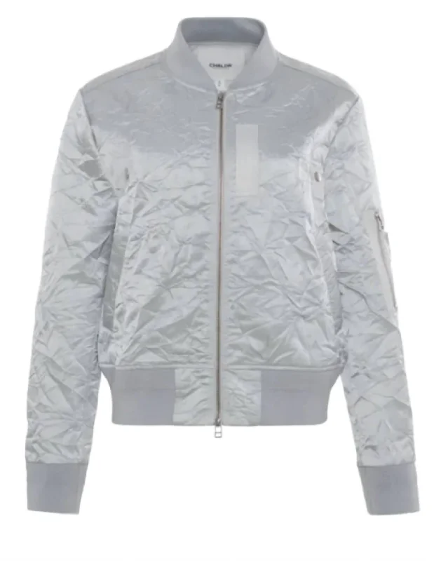 Leni-Sleeve Pocket Bomber Jacket In Limestone