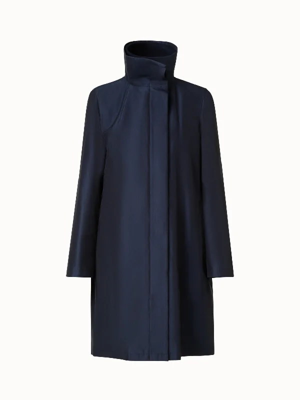 Double-Layered Wool Coat with Detachable Silk Layer