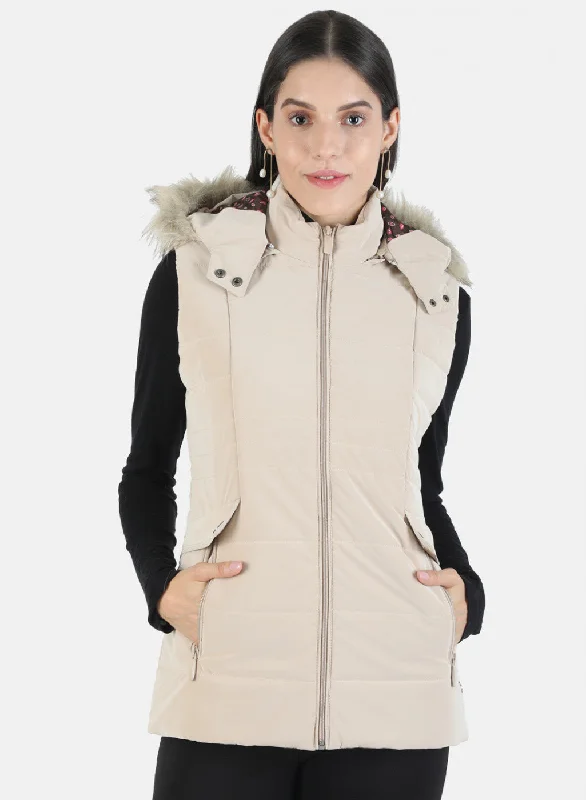 Women Beige Solid Jacket