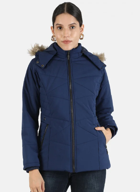 Women Blue Solid Jacket