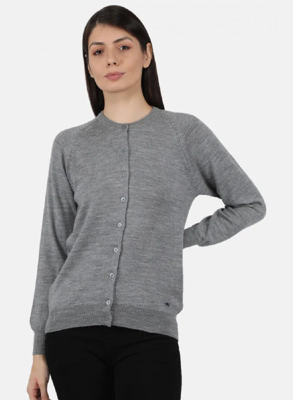 Women Grey Solid Cardigan