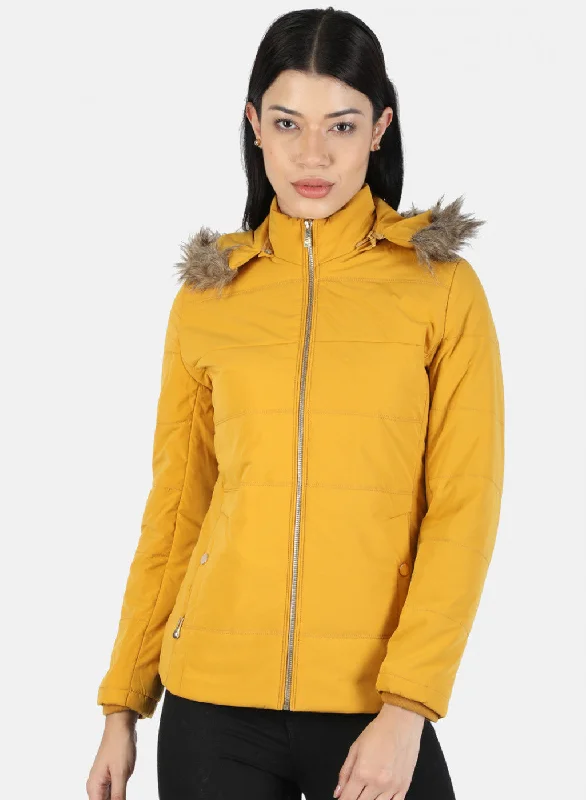 Women Mustard Plain Jacket