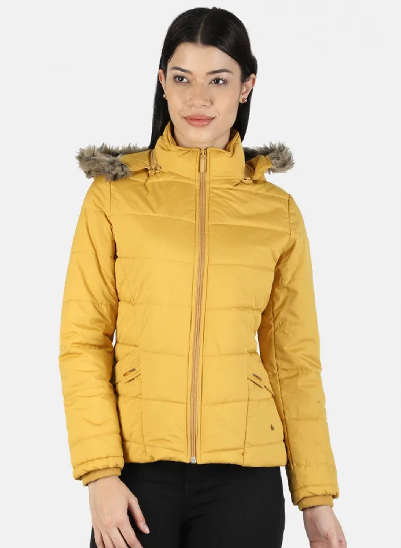 Women Mustard Plain Jacket