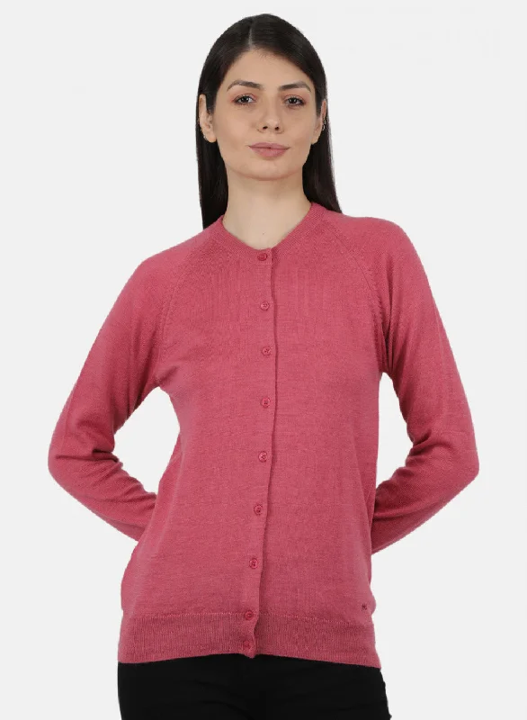 Women Pink Solid Cardigan