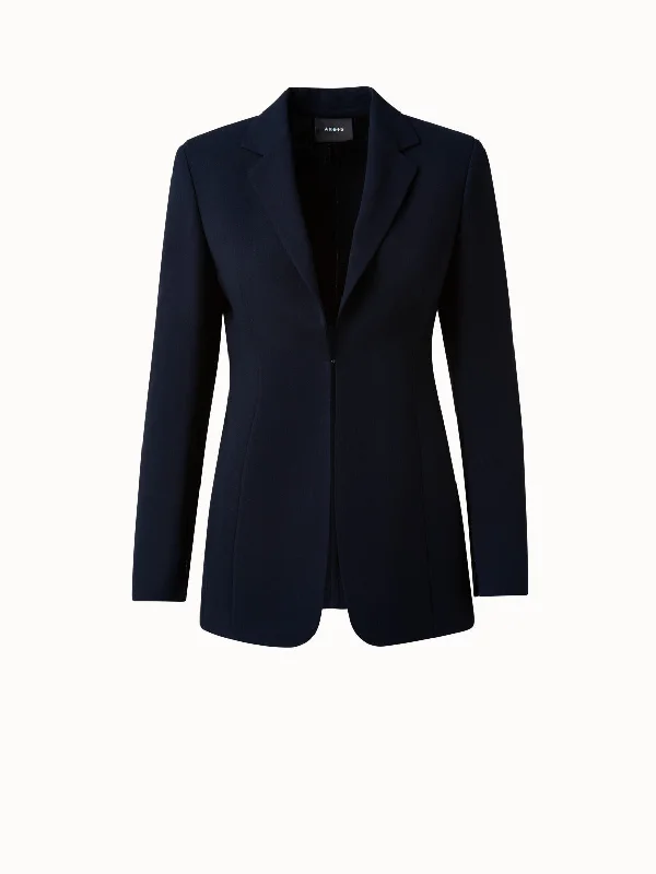 Wool Double-Face Blazer with a Leather-Lined Collar