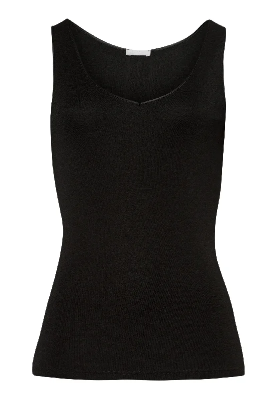 Woolen Silk W Wool And Silk V-Neck  Tank Top | Black 71416-018