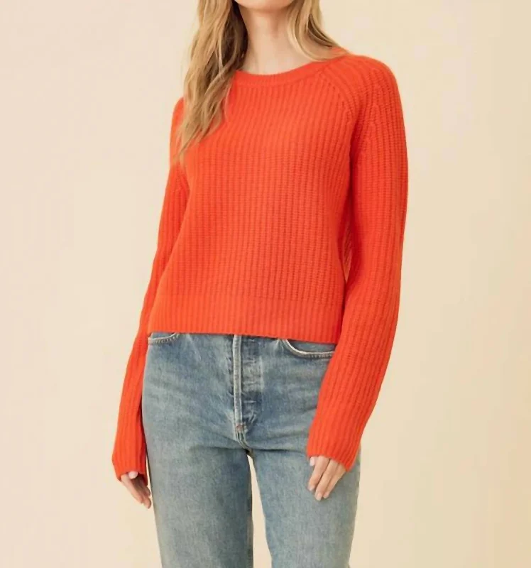 Blakely Rib Cashmere Pullover In Poppy