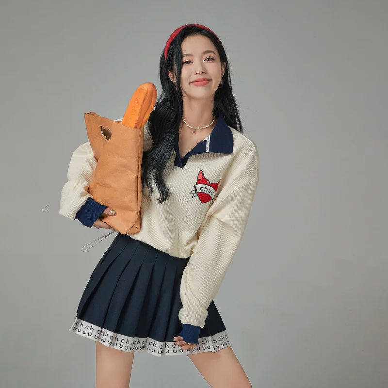 Relaxing Day Chuu Heart Embroidery Sweater