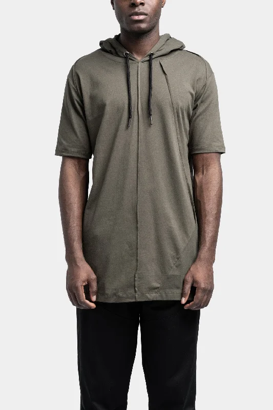 Hooded cotton t-shirt, Military green