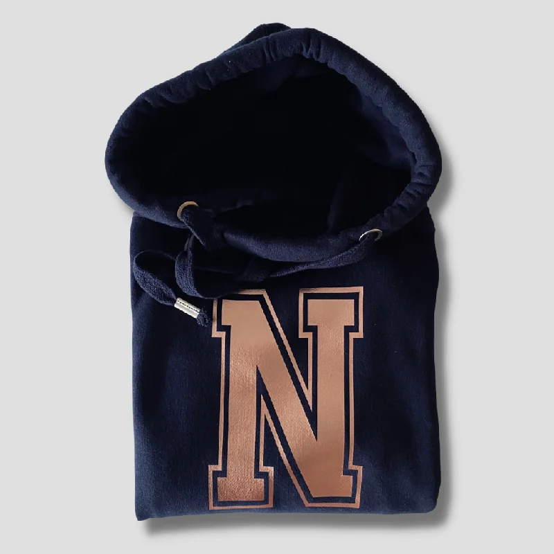 Navy Personalised Rose Gold Cowl Neck Hoodie