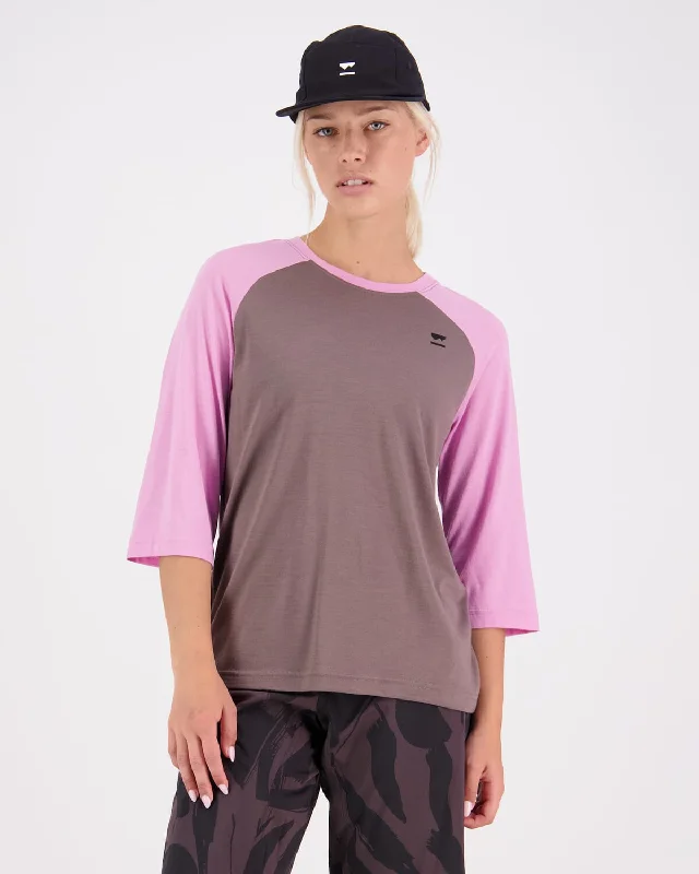 Tarn Merino Shift Raglan 3/4 - Pop Pink / Iron