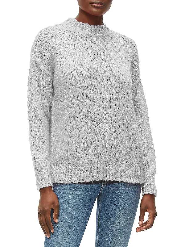 Womens Heathered Pullover Crewneck Sweater