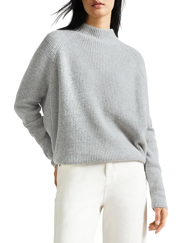 Womens Ribbed Mock Neck Pullover Sweater